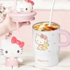 The new cartoon kt water cup has a high appearance level. It is a stainless steel cup with a handle and straw, a portable insulated cup for female students details Picture